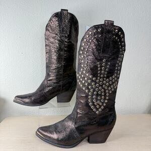 Reba Biker Bronze Studded Leather Cowboy Western Boot Coastal Cowgirl Festival 7